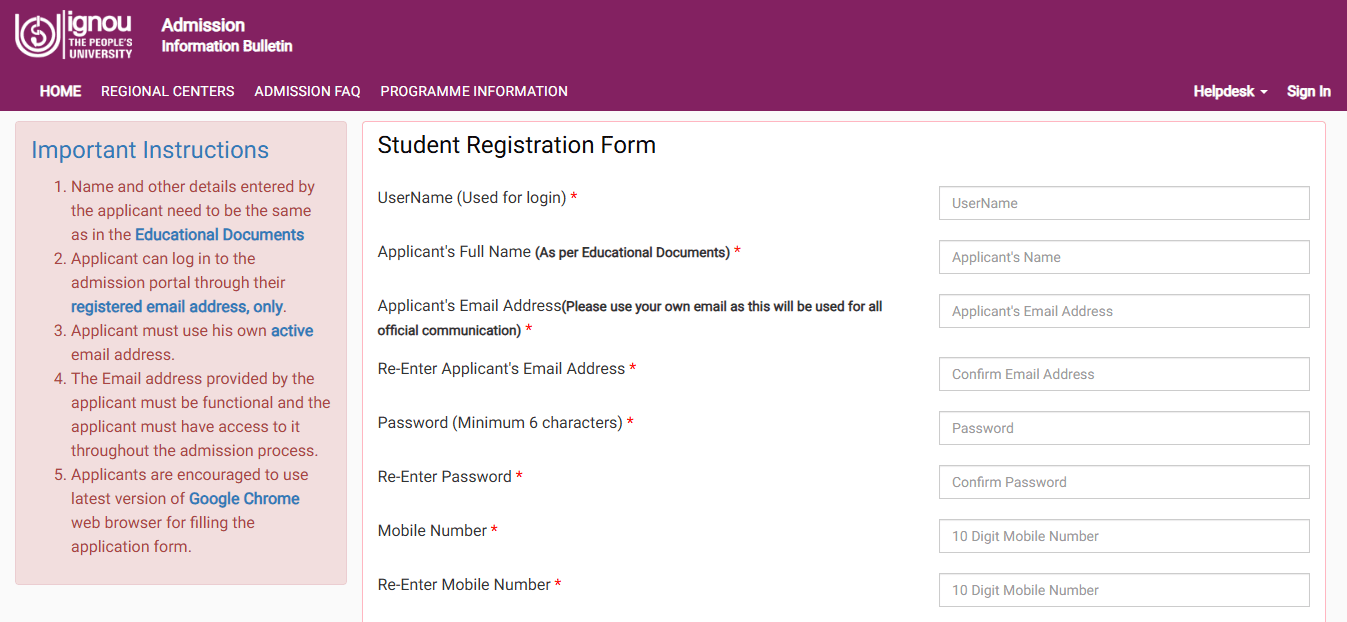 ignou admission